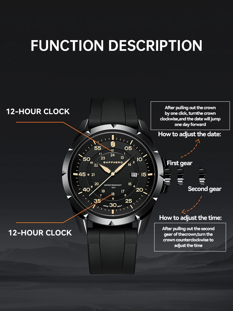 Mechanical Watch Men's Watches 50M Waterproof Japanese Movement Stainless Steel Watch For Men Men's Gift Clock