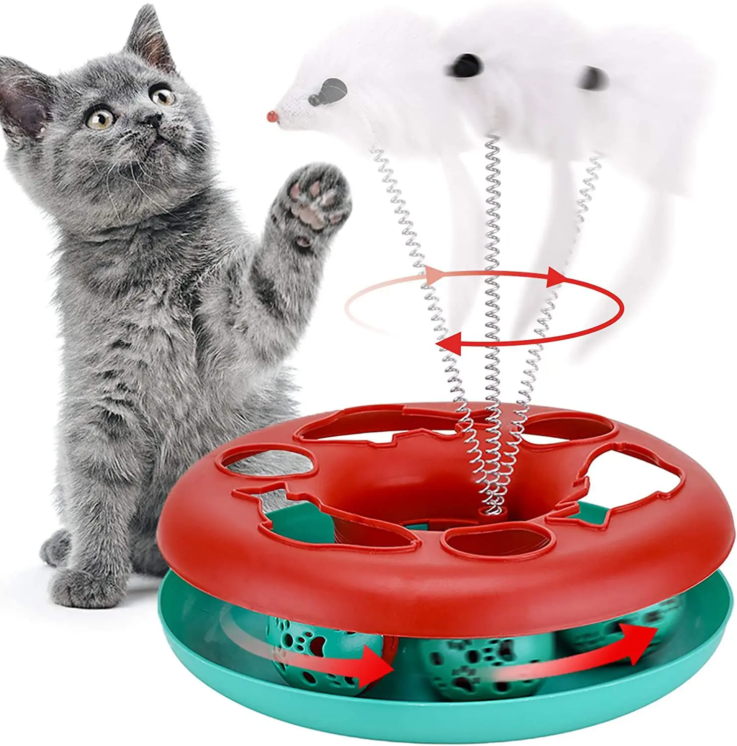 

Cat Toys, Indoor Cat Toys, Interactive Cat Toys, Rolling Tracks with Cat Clip Springs
