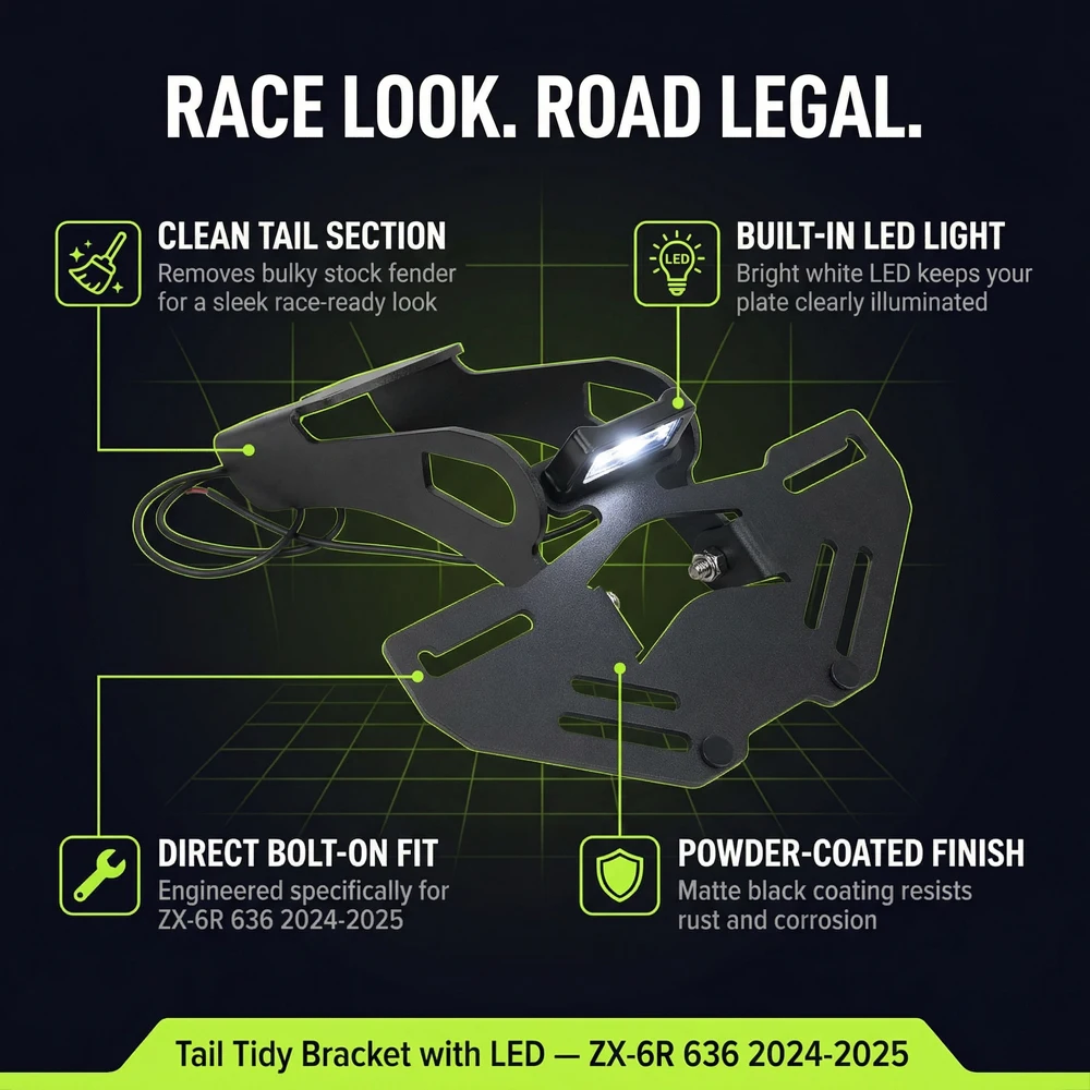 가와사키 ZX6R ZX636 ZX-6R ZX-636 2024-2025 오토바이 리어 펜더 제거 테일 타이디 번호판 홀더 브래킷 ZX 6R
