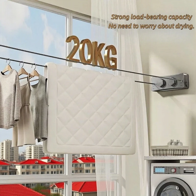 Retractable Clothesline Indoor Outdoor Stainless Steel