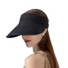 UPF50+ Wide Brim Visor Hat for Women Straw Beach Sun Visor Foldable Ponytail with UV Protection 2
