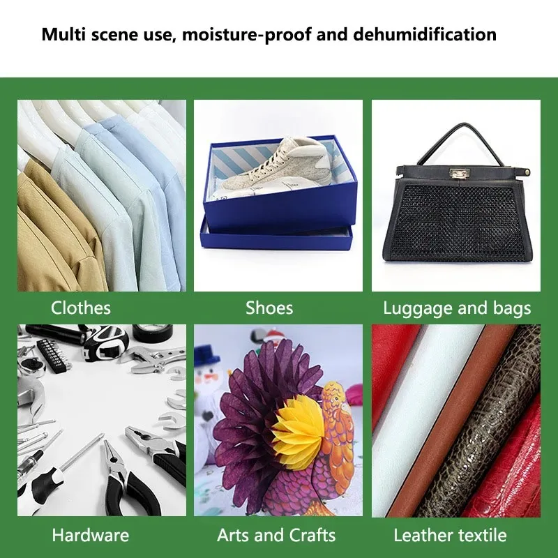100 Packs Non-Toxic Silica Gel Desiccant Damp Moisture Dehumidifier For Kitchen Room Living Absorber Bag Clothes Food Storage 6