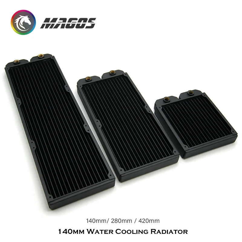 

27mm Thickness Copper PC Radiator For 140mm Fan,G1/4''Water Cooling Cooler Heatsink 140/280/420mm