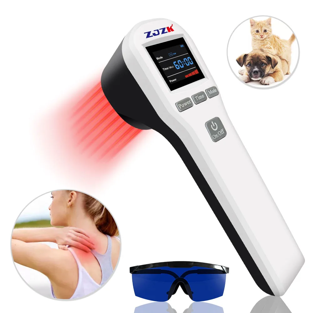 

ZJZK Pet Pain Relief Cold Laser Therapy Device 650nm×16+808nm×4 Physiotherapy for Wound Healing Inflammation Dogs Cats Horses