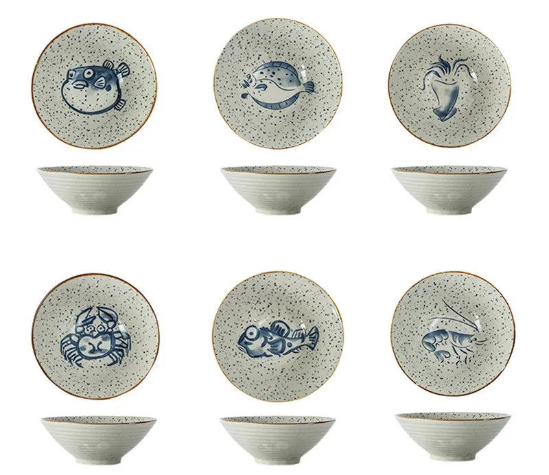 ceramic rice bowl noodle soup dessert bowl Korean creative retro tableware salad chinese ceramics large pasta soup tureen,ceramic tableware set