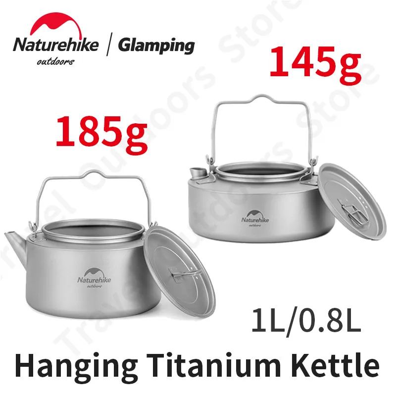 

Naturehike 0.8L-1L Titanium Kettle Teapot Lightweight Camping Hiking Tableware Outdoor Picnic Boiling Kettle Tea Coffee Pot