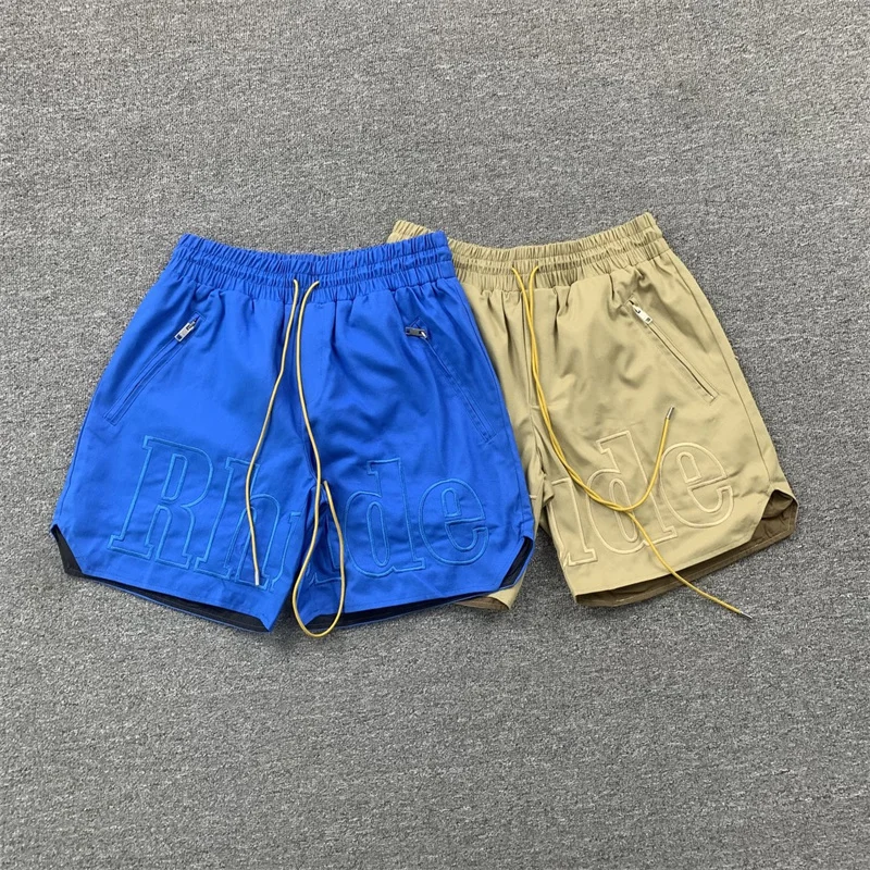 

Blue RHUDE Summer Letter Logo Embroidered Drawstring Shorts