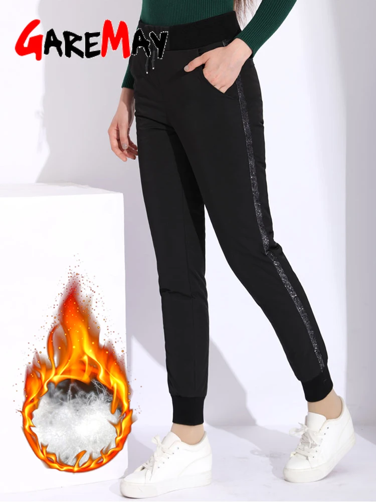 Winter Down Pants with Stripes Women 