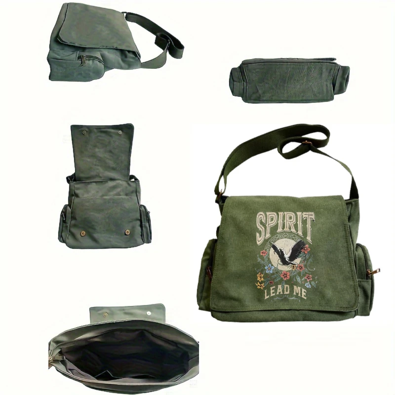 Vintage Women's Shoulder Bag Canvas Animal Print Crossbody Bag Large Capacity for Travel Messenger Bag Diaper Bag