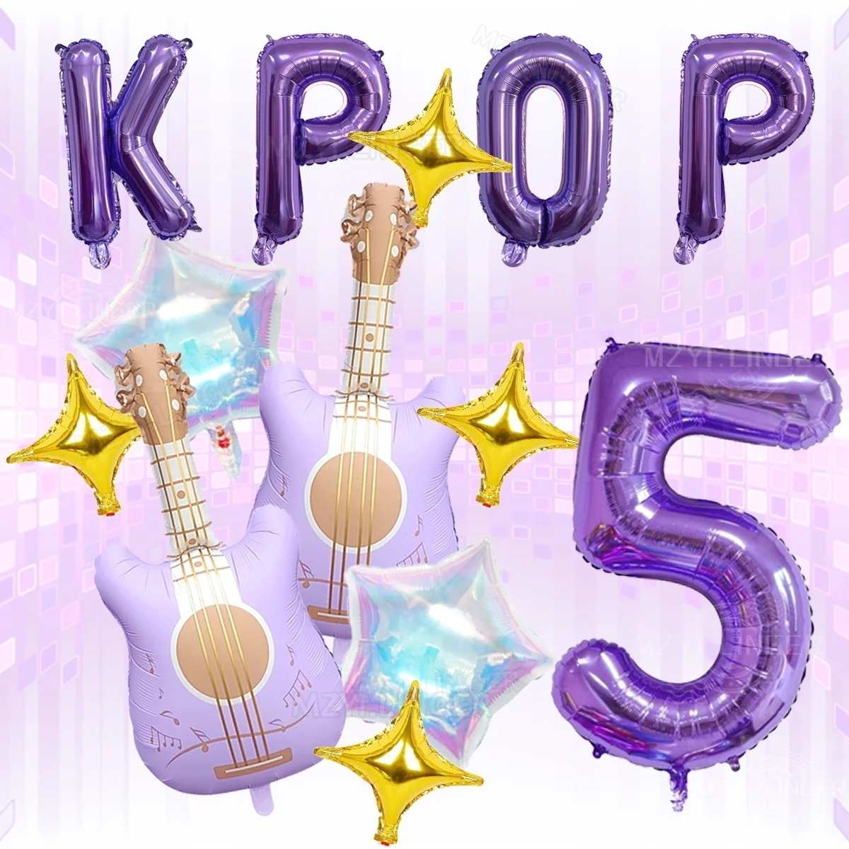 Vibrant Purple Music-Themed Party Decorations Set
