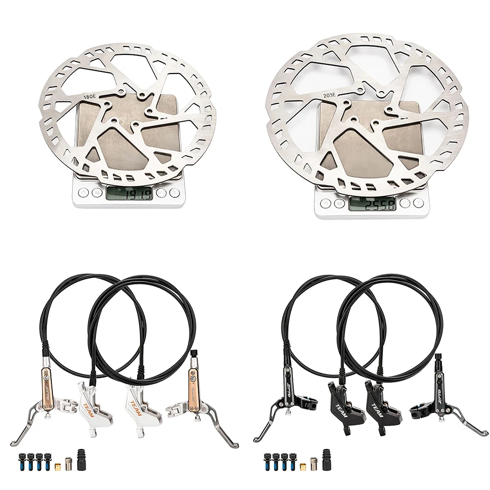 Mtb E-Bike 4 Pistoni Freno A Disco Idraulico Serie Team Full Meatal Pad Olio Minerale Mtb Set Anteriore E Posteriore 2.3Mm Rotori
