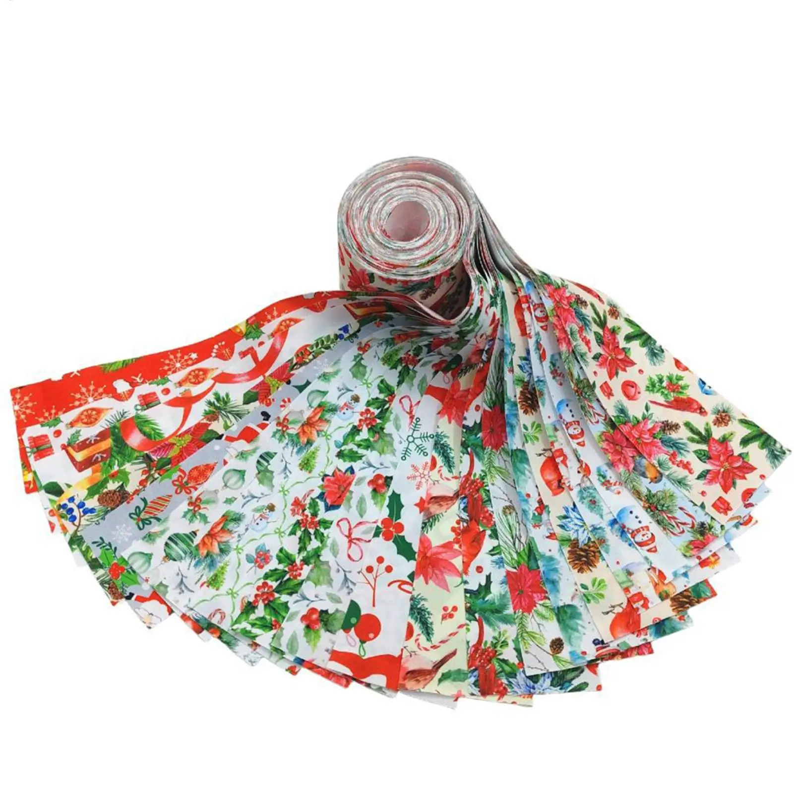 New Christmas Quilting Fabric 40 Piece Precut Fabric Rolls Squares For Crafts Sticker Panels Needlework Book Winter Party