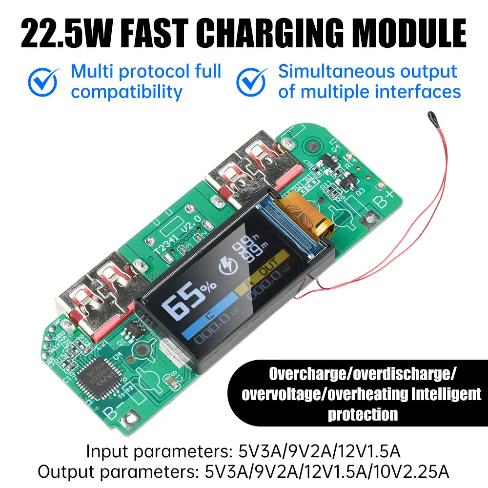 Modulo di ricarica rapida da 22,5 W Modulo Power Bank fai-da-te Scheda madre batteria al litio ternaria da 3,7 V Supporta PD/QC/SCP/VOOC - Image 3