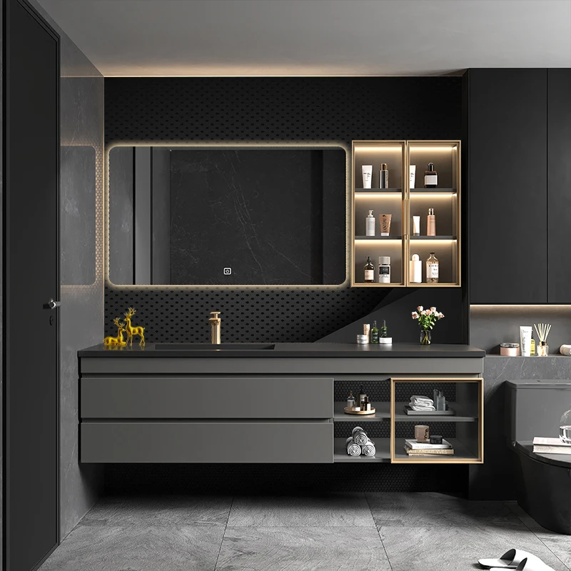 #Integrated Basin Bathroom Cabinet Combination Oak Hand Washbasin Solid Wood Washbasin Toilet Washstand