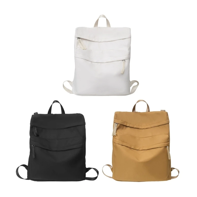 

School Backpack for Women Solid Color Laptop Backpack Nylon School Bag Teenagers Girls Large Capacity Travel Rucksack