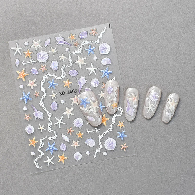 Enhance Your Nails: Cute Starfish 5D Self-Adhesive Summer Stickers