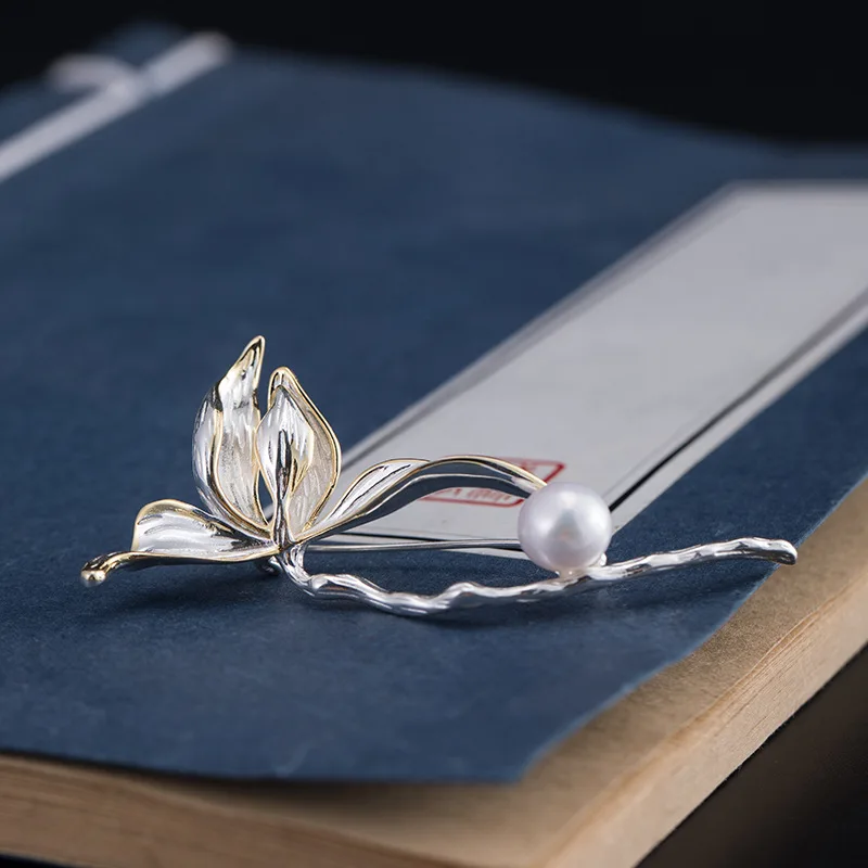 Hongye 925 Sterling Silver Brooches For Women Designer Brand Zircon Insert  Flower Pin Ladies Elegant Freshwater Pearl Gift