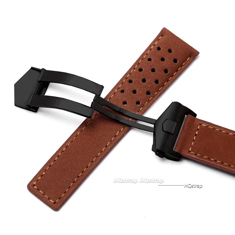 Elegant Frosted Cowhide Leather Wristband - Universal 20/22mm Watch Strap Accessory