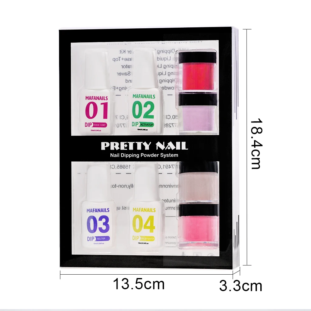 Dip Powder Nail Kit Starter 4 Nude Sheer Powder Semi-transparent Dipping + 4 Steps Beginner Gel Base Top Coat Activator 5