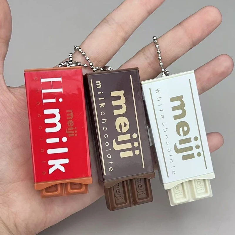 Hot Japanese Style Simulated Meiji Chocolate Fidget Toy Bendable Snap Stress Relief Keychain Pendant Creative Gift S Image 2