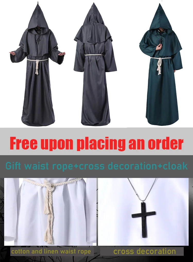 

Priest costume, Monk robe,Wizard costume, Medieval monk costume,COS costume, stage costumeHalloween cosplay costume.