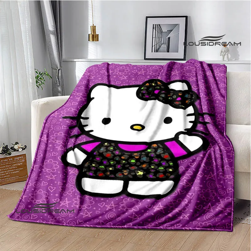 

Cartoon K-Kitty printed blankets Flange warm blanket picnic blankets cubre cama bed linings Home travel blanket Birthday Gift