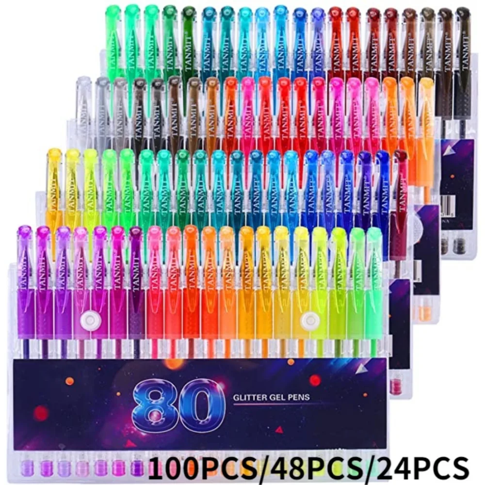 

Glitter Pen, Glitter Gel Pen Set, 24/48/100 Colors Neon Marker Pens for Adult Coloring Book Doodle DIY Greeting Card Painting