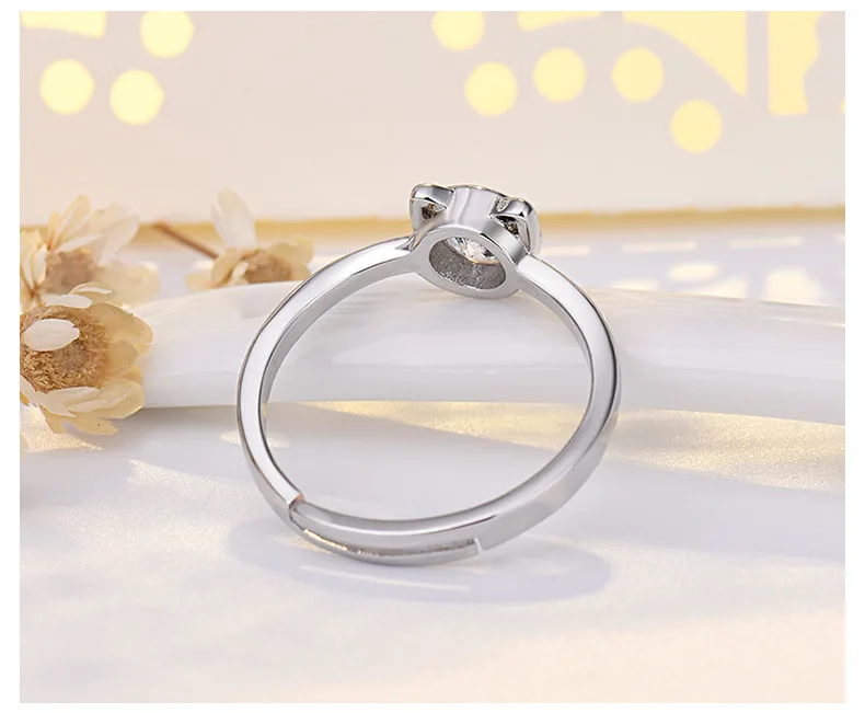 Silver Stainless Steel CZ Cat Rings for Women Personality Cute Cat Open Ring Creative Jewelry Party Gift