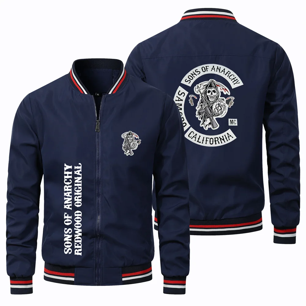 Sons Of Anarchy Printed Jacket Spring College Zipper Jacket American Baseball Jacket Abbigliamento Giacca Da Motociclista Da Uomo Top Y2K S-4Xl