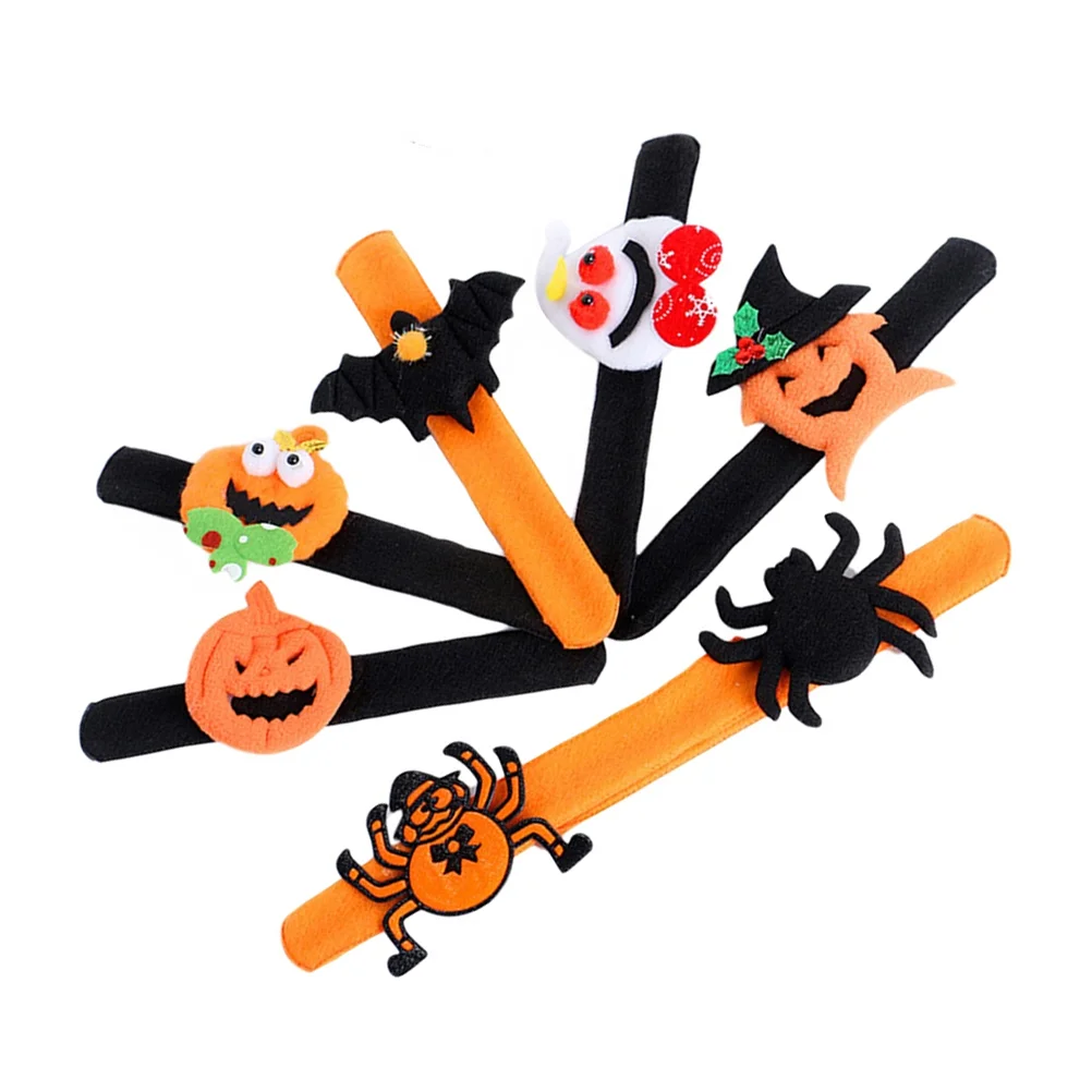 

12pcs Spider Pumpkin Slap Bracelet Halloween Snap Wristband Band for Happy Halloween Wrist Decoration