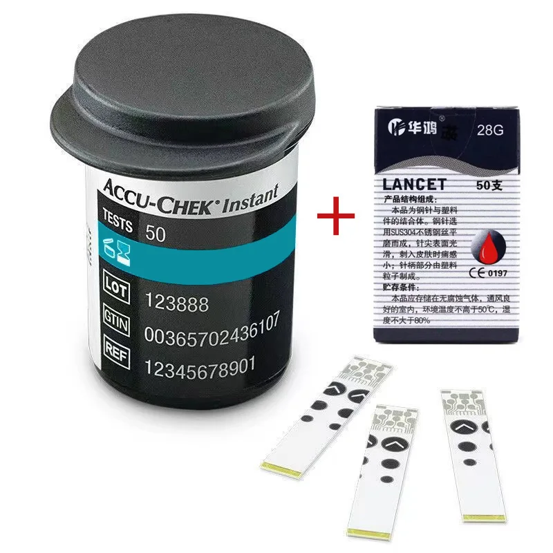 Accu Chek Instant Blood Glucose Test Strips + Lancets blood glucose strips,blood test strips,blood glucose lancets 50pcs