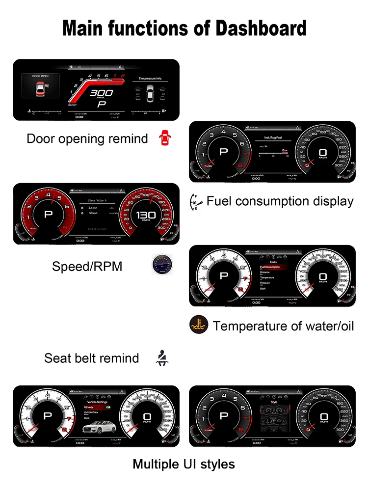 Digital Instrument Cluster For Audi A6 A6L C6 4F 2005-2012 Android,CarPlay,Speed