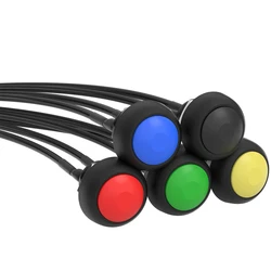 5PCS 12mm Momentary Push Button Switch On Off Mini Round Switch Waterproof PBS-33B 3A 125V AC with Pre-soldered Wire For Car