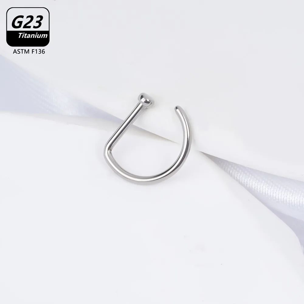 10pcs/Lot ASTM F136 Titanium 20g Open D Shape Nose Ring 8MM 10MM G23 Fake Medical Helix Stud Earring Septum Nostril Piercing