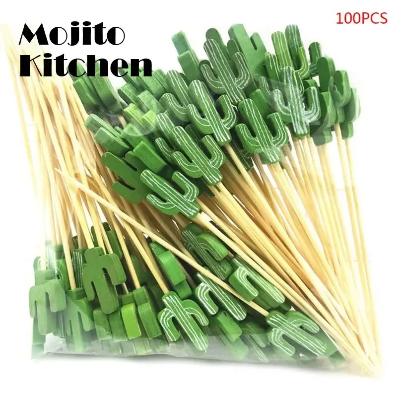 

100Pcs Disposable Bamboo Skewers Food Picks Buffet Fruit Fork Party Cake Dessert Sticks