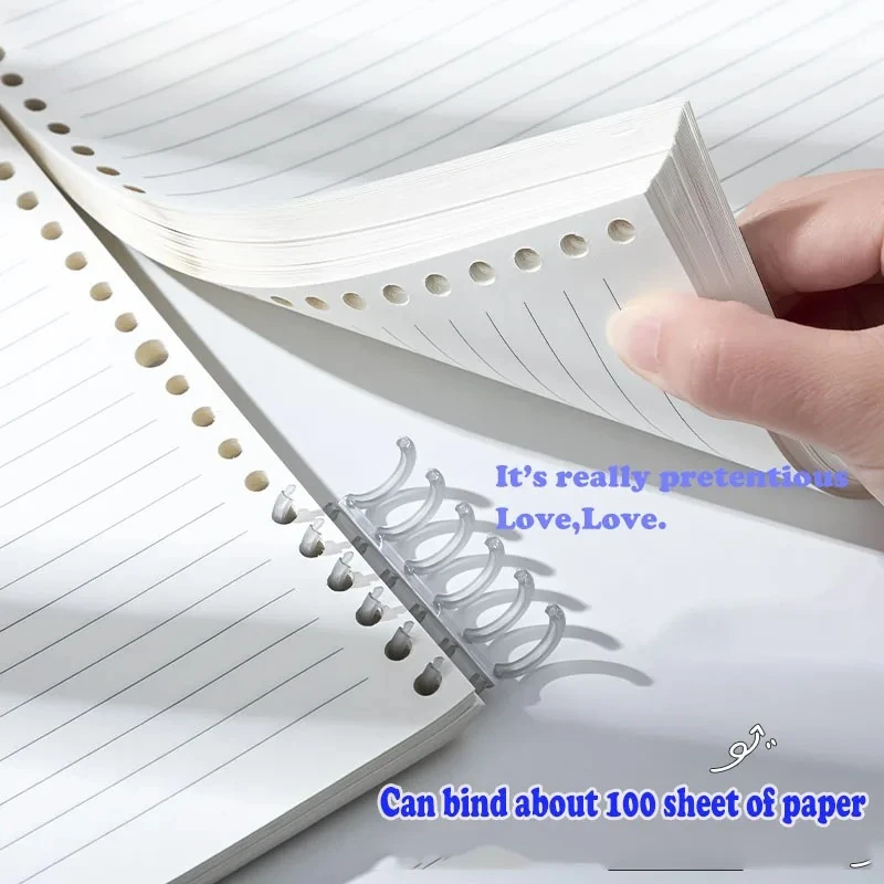 10pcs 6 홀 플라스틱 루스 리프 바인딩 링 루스 리프 투명 DIY 분리형 나선형 코일 링 노트북 책 바인딩