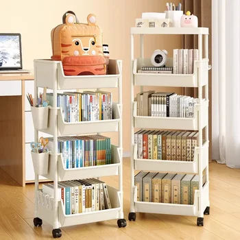 Children's Bookcases Rack Furniture With Wheels Removable Small Bookshelves With Wheels Cart Home Toy Storage Reading Shelves