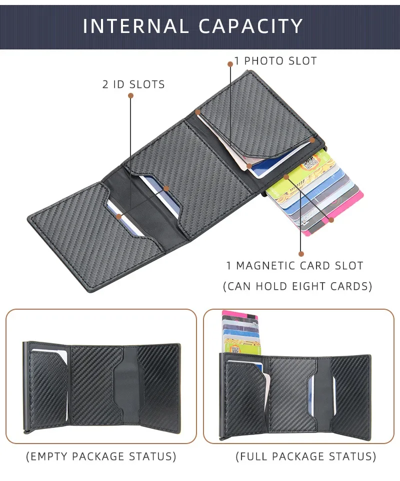 2024 Magnet-Anti-RFID-blockierendes Ausweis-Kreditkartenetui für Herren, Leder-ID-Bank-Geldbörsen mit magnetischer Schnalle, Kartenhalter – Detail 5