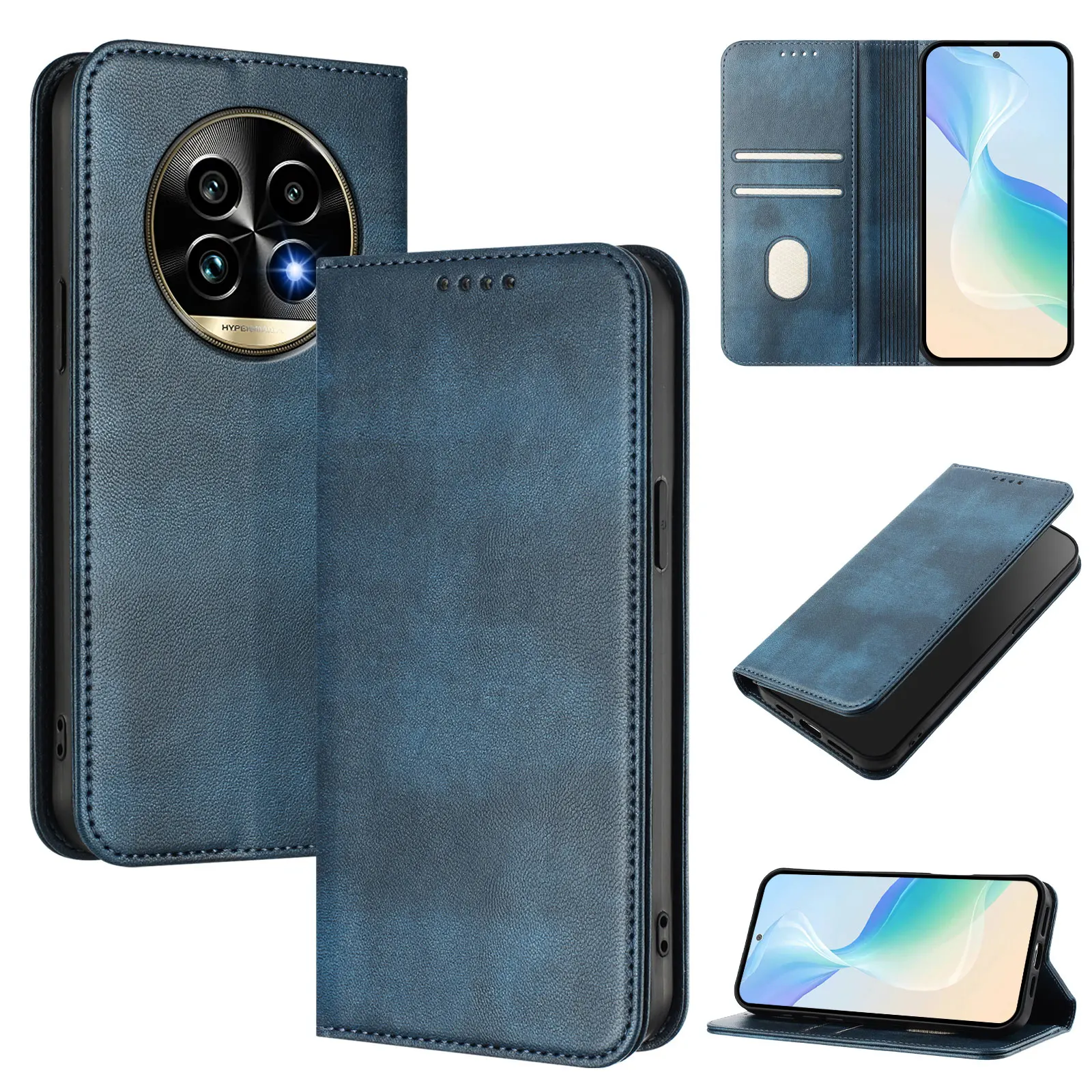 Premium Magnetic Leather Flip Wallet Case with Stand Book Protection