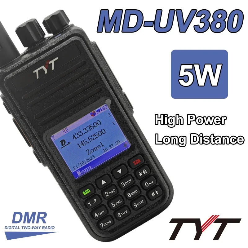TYT MD-380 DMR 핸디형 듀얼 밴드 디지털 무전기 UHF/VHF 장거리 양방향 무전기 (야외용 FM 변조 GMRS 타입)