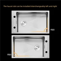 อ่างล้างจานสแตนเลส Transversal ด้านข้างหลุมขนาดใหญ่ Single Slot ในครัวเรือนโรงอาหารจานและล้างผักอ่างล้างหน้า 3