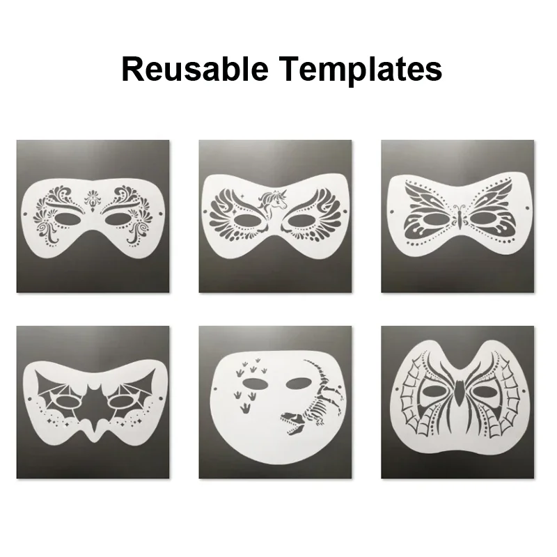 Party Cosplay Reusable PET Body Face Paint Graphic Template Face and Body Tattoo Stencils for Kids Makeup