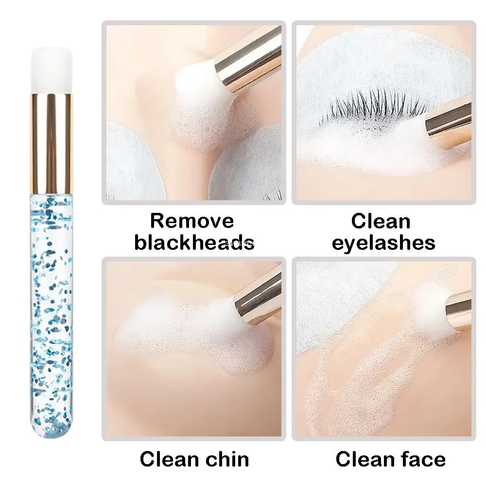 Eyelash Cleansing Bottle 60ML Transparent Green Plastic Foam Pump Grafting Eyelash Cleaning Brush Reusable