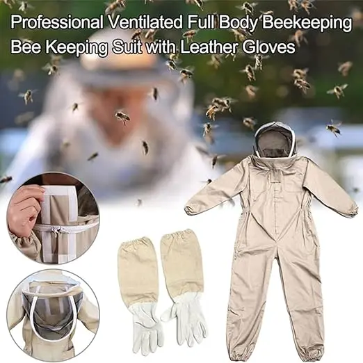 Bee Suit with Gloves Beekeeping Protective Suits Professional Beekeeping Suit for Men Women,Bee Keeper Gear Coveralls Bee Safety