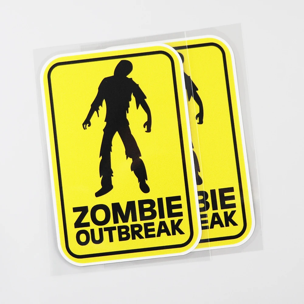 

Removable Decal Warning Zombie OUTBREAK Decal PVC Car Sticker Motorcycle Car Decoration 8.8CM X 13.3CM