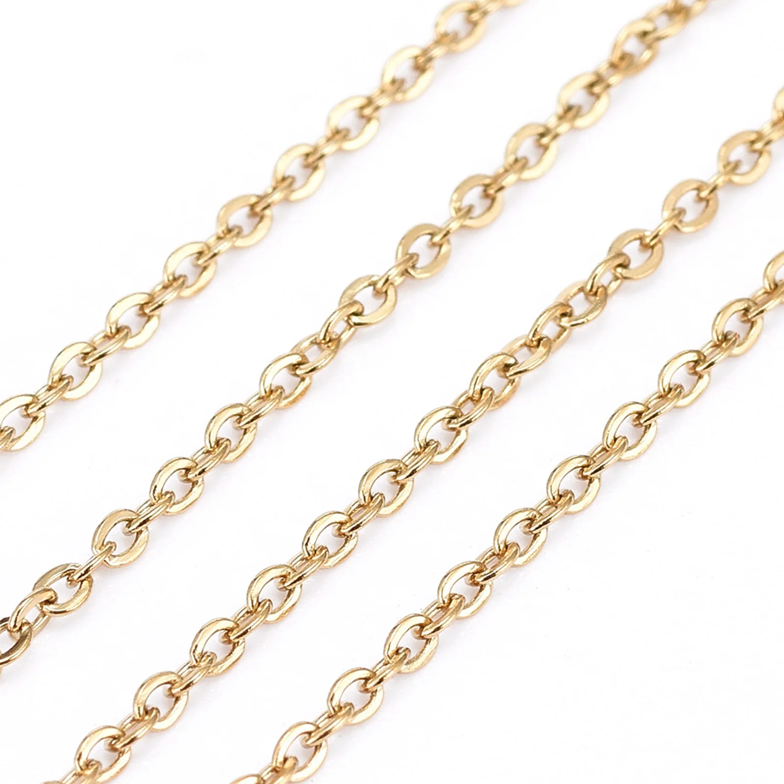 

Pandahall 10m/Roll Vacuum Plating Stainless Steel Cable Chains Flat Oval Link Chains Necklace Cable for DIY Accessories Supplies