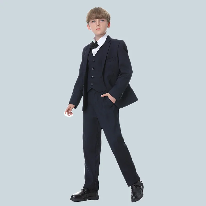 Nimble – Costume formel pour garçons pour mariages, Costume d'hôte de fête pour enfants, Blazer bleu, gilet, pantalon, vente en gros, 3 pièces