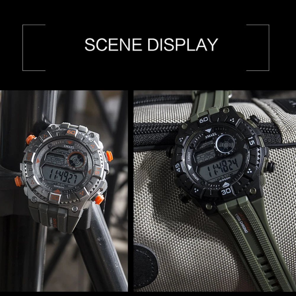 Men's Digital Sports Watch Multi-functional Electronic Watch Men's Simple Luminous Waterproof Watch Weekly Display Student Clock