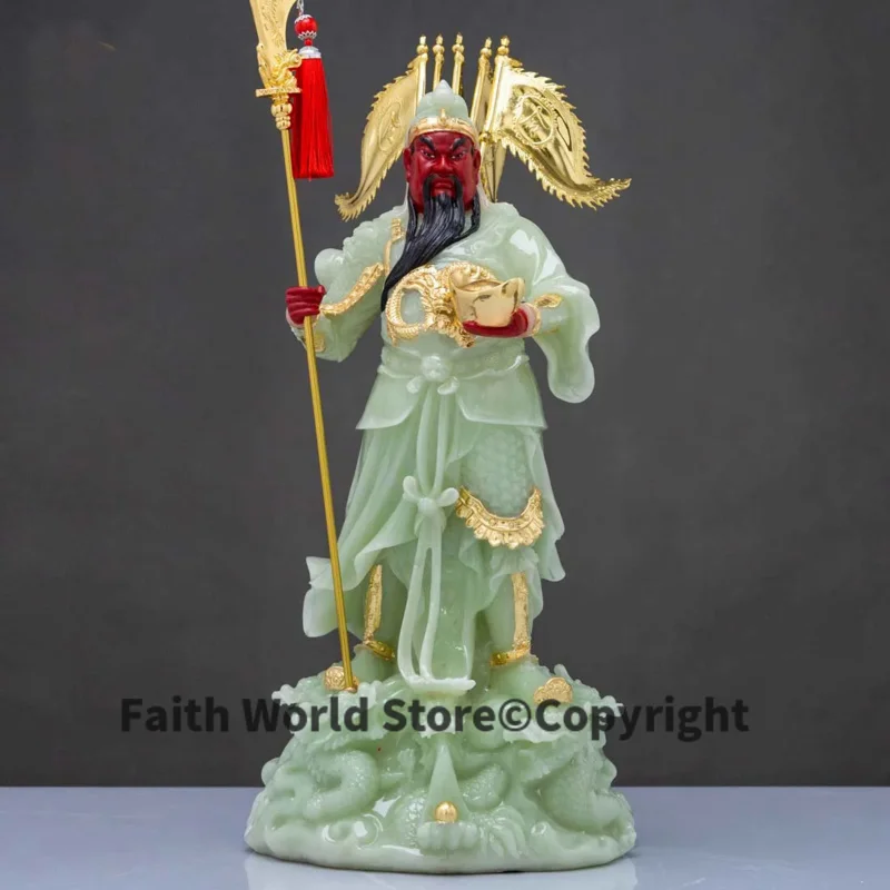 

50cm Large Asia top grade jade gilding Mammon God of wealth CAI SHEN GUAN GONG HOME SHOP good luck worship buddha Sculpture
