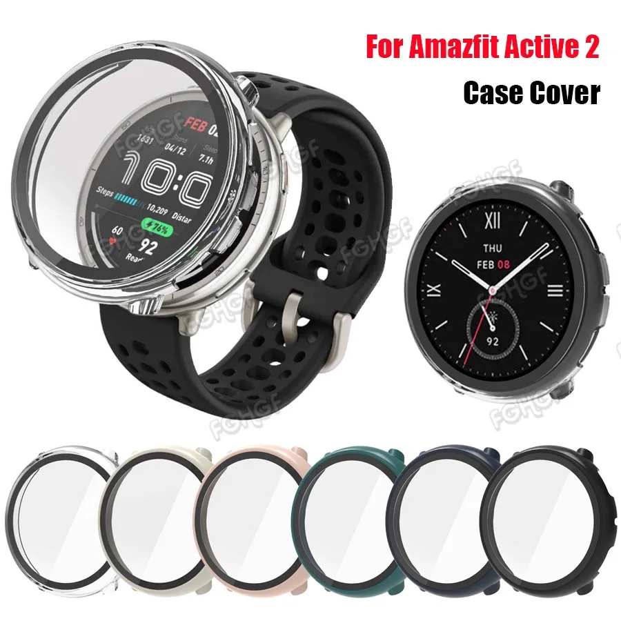 Hard Tempered Glass Case For Amazfit Active 2 Smart Watch Full Cover Screen Protector For Amazfit Active 2 Bumper Shell Accesory